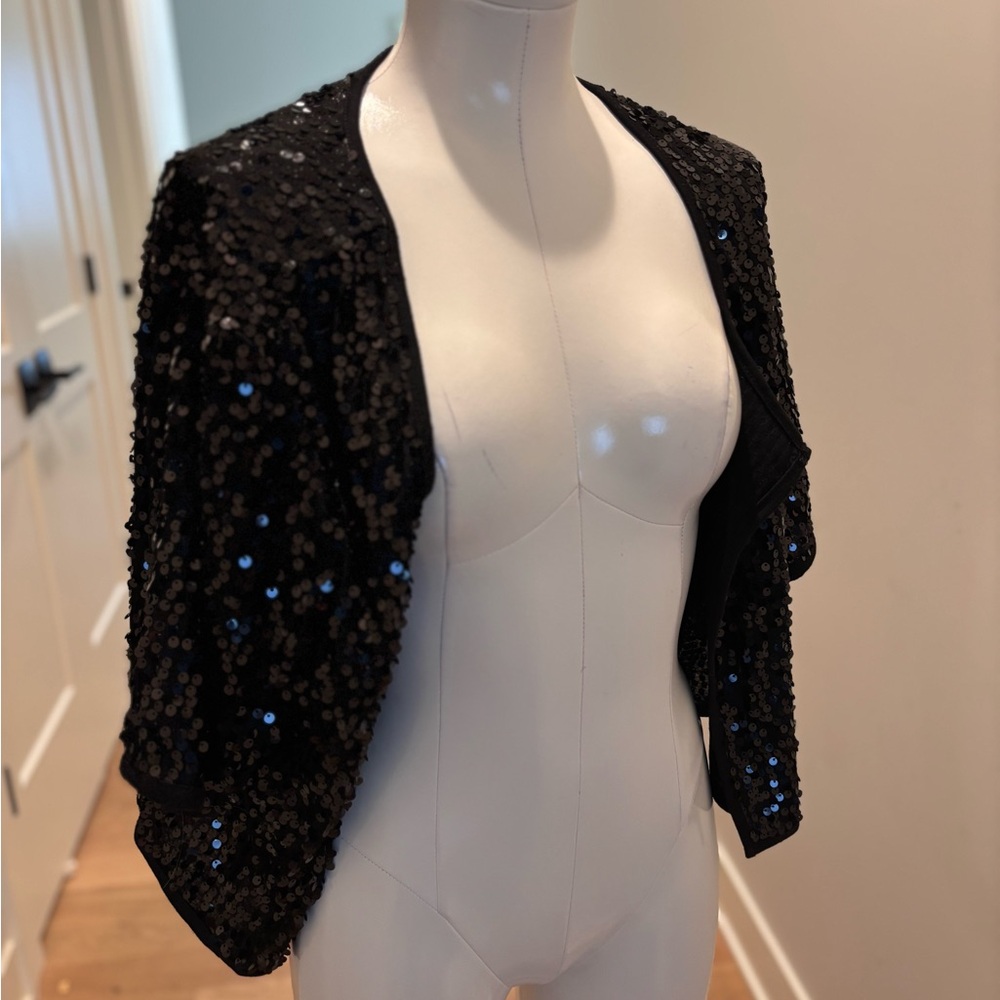 The Luxe Collection boutique Avenue Black Sequin Jacket